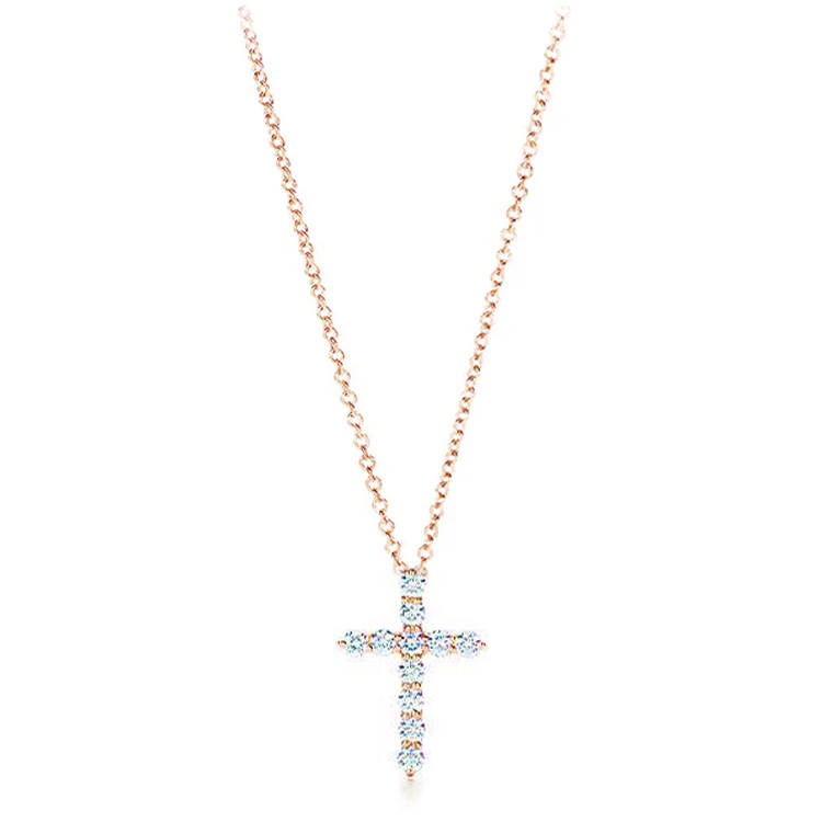 0.22 TCW Round Lab-Grown Diamond Cross Necklace 3