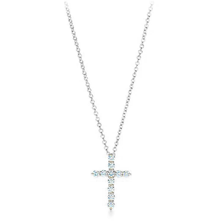 0.22 TCW Round Lab-Grown Diamond Cross Necklace 1