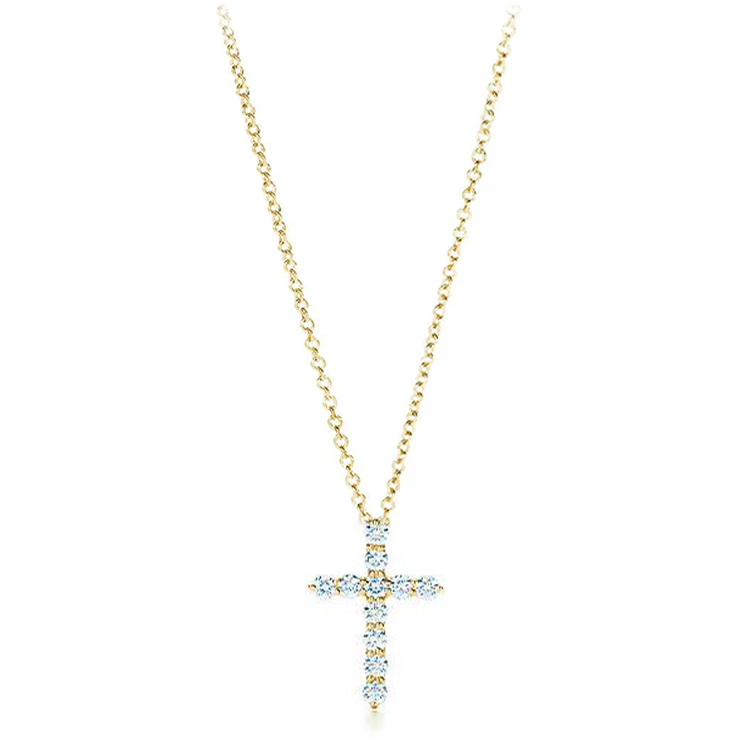 0.22 TCW Round Lab-Grown Diamond Cross Necklace 2
