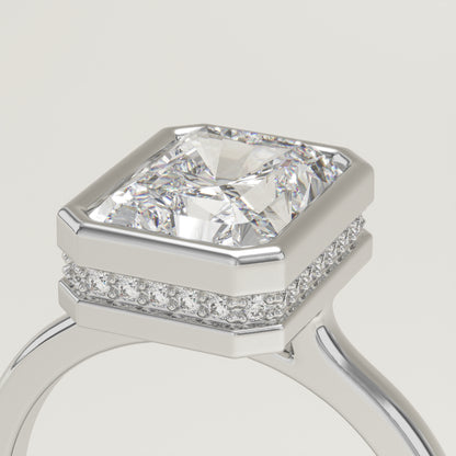 2.10 CT Radiant Cut Moissanite Bezel Engagement Ring (US Size 7.25 Ready To Ship)