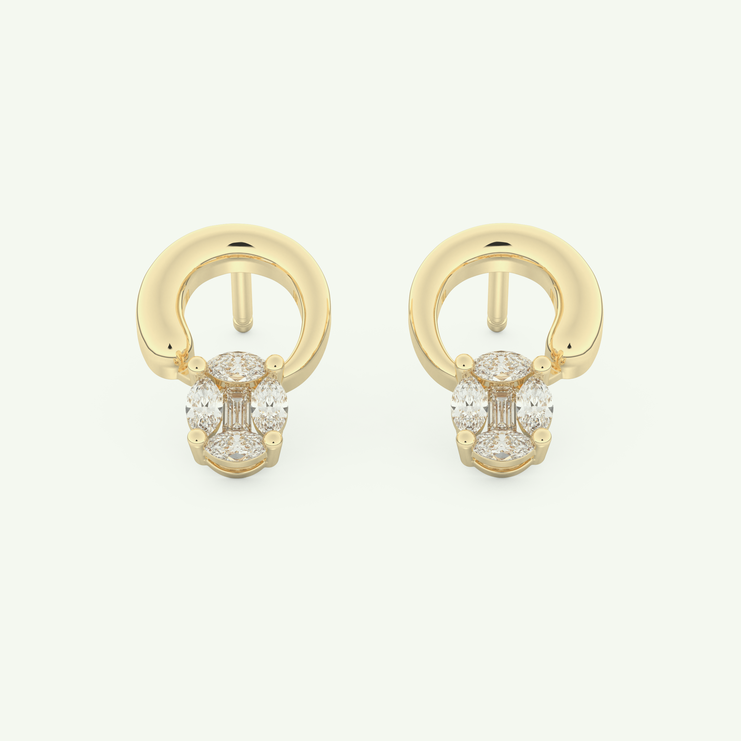 0.20 TCW Round & Emerald Lab-Grown Diamond Drop Earrings 1