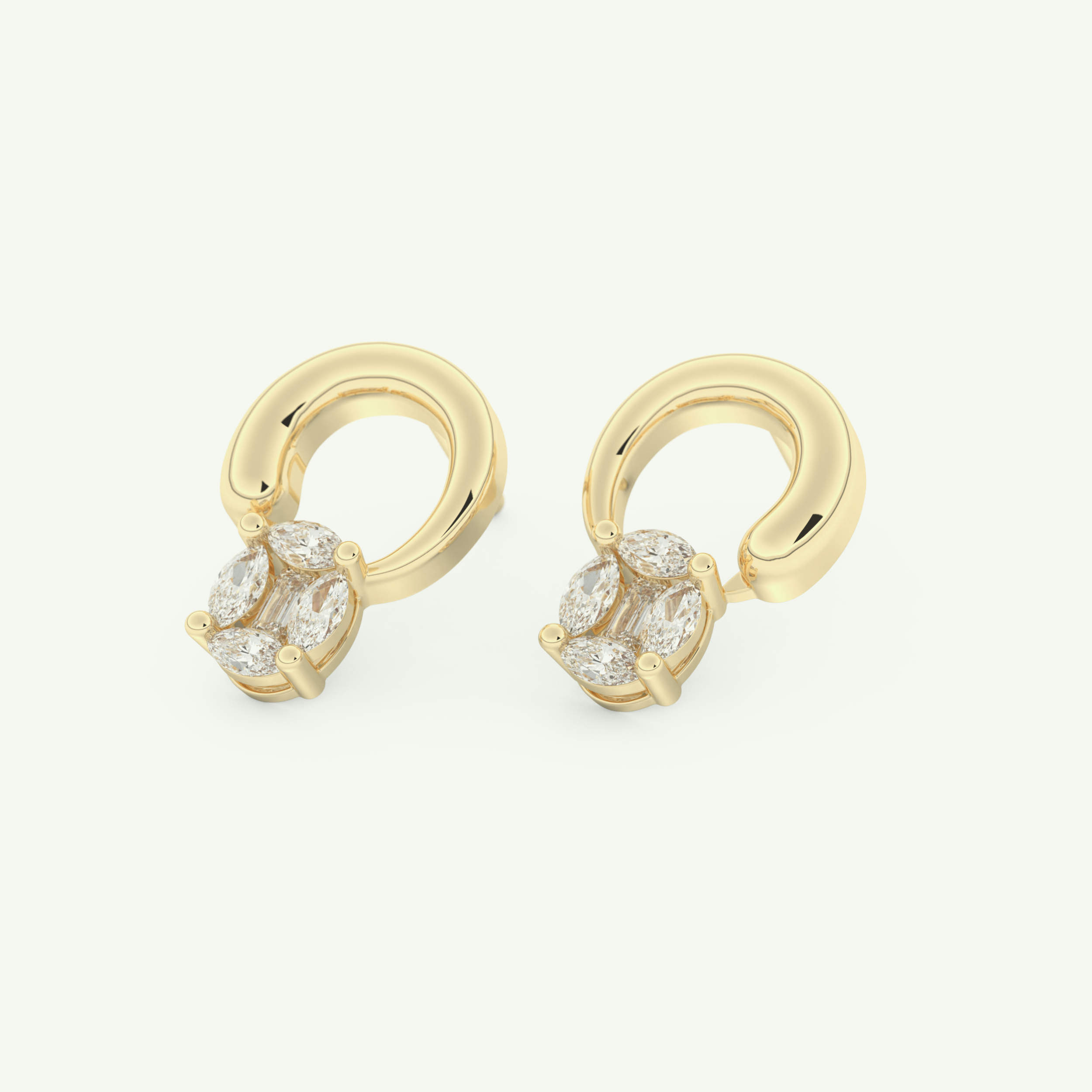 0.20 TCW Round & Emerald Lab-Grown Diamond Drop Earrings 3