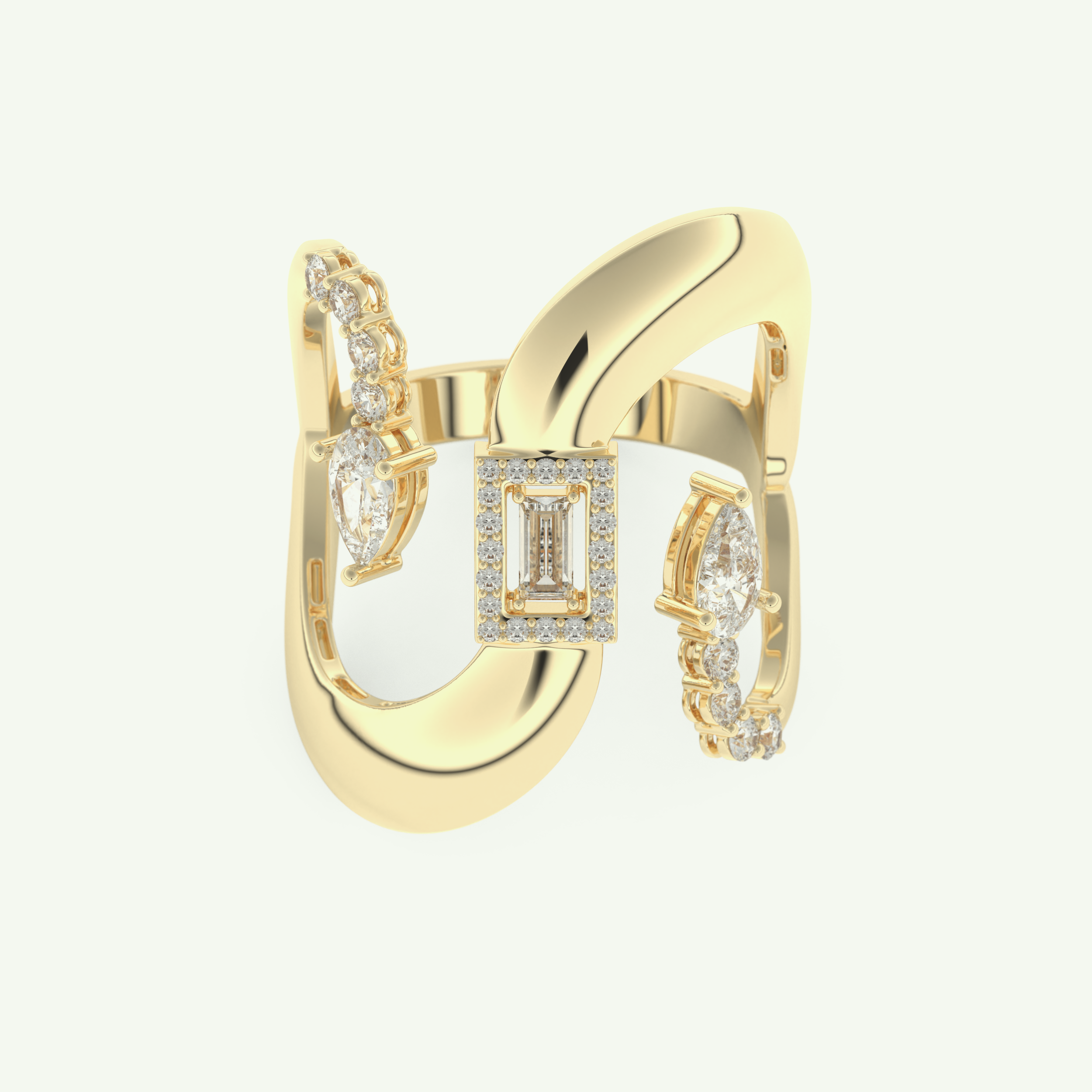 0.74 CT Round, Pear & Baguette Cut Lab-Grown Diamond Wedding Band 1