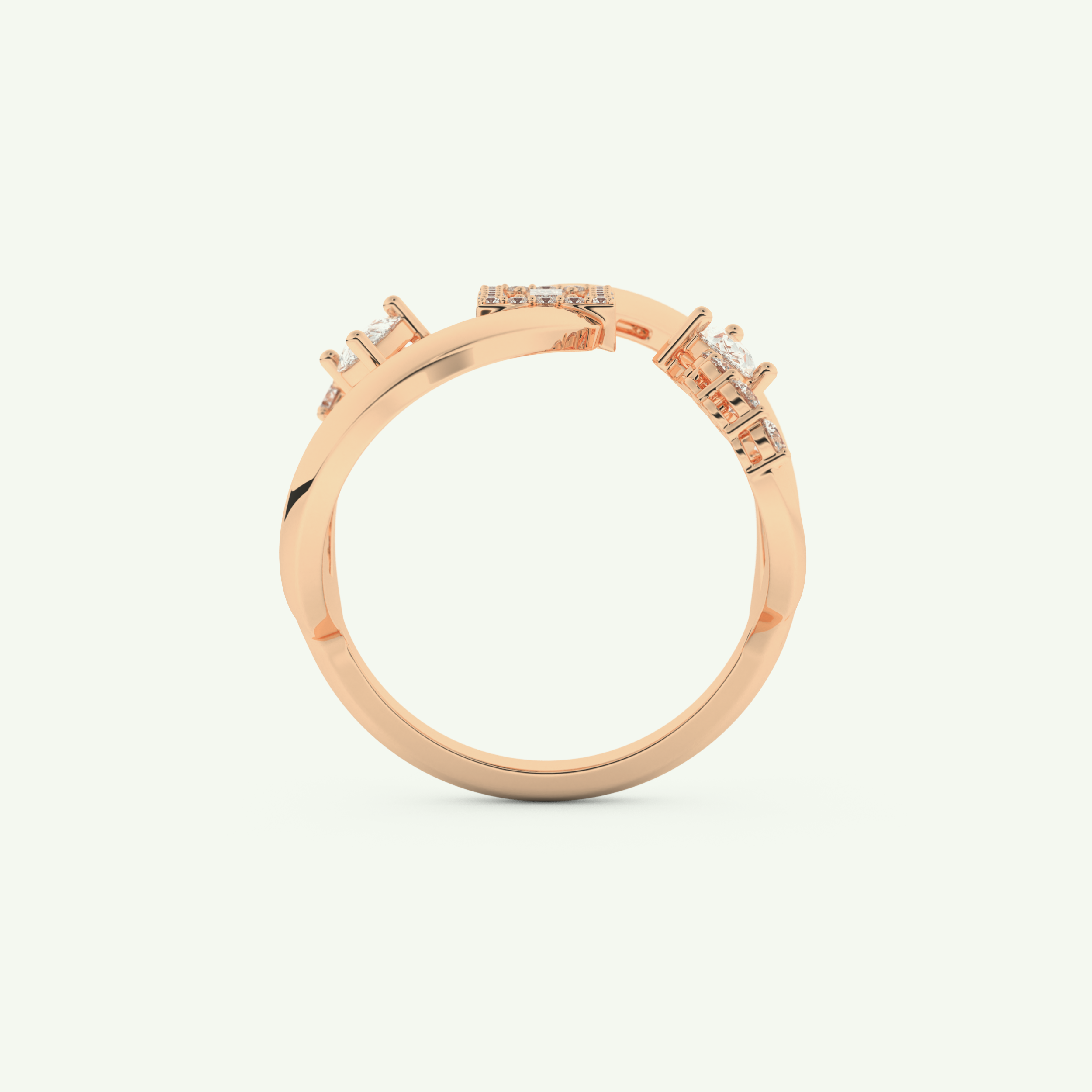 0.74 CT Round, Pear & Baguette Cut Lab-Grown Diamond Wedding Band 11