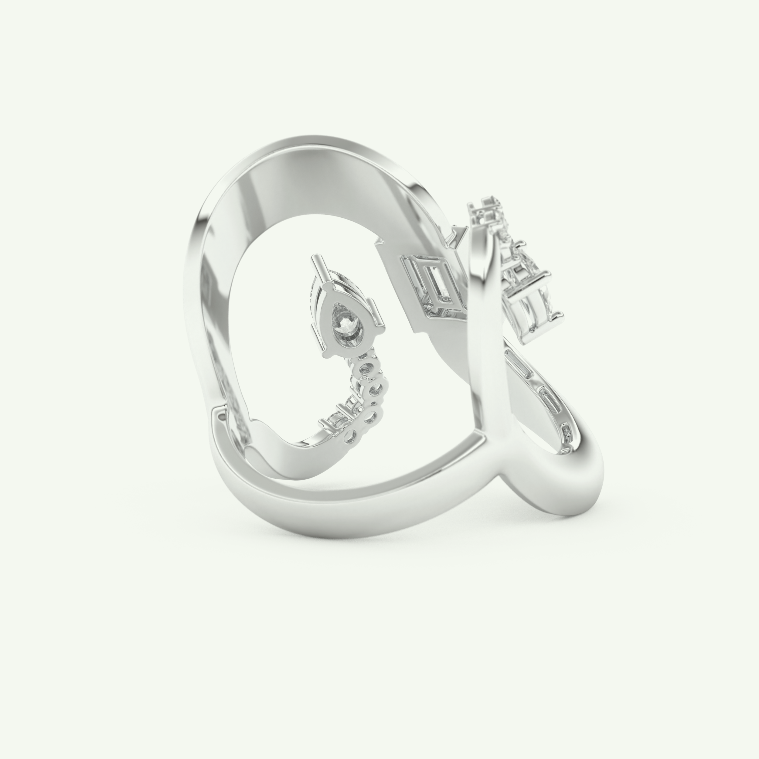 0.74 CT Round, Pear & Baguette Cut Lab-Grown Diamond Wedding Band 15