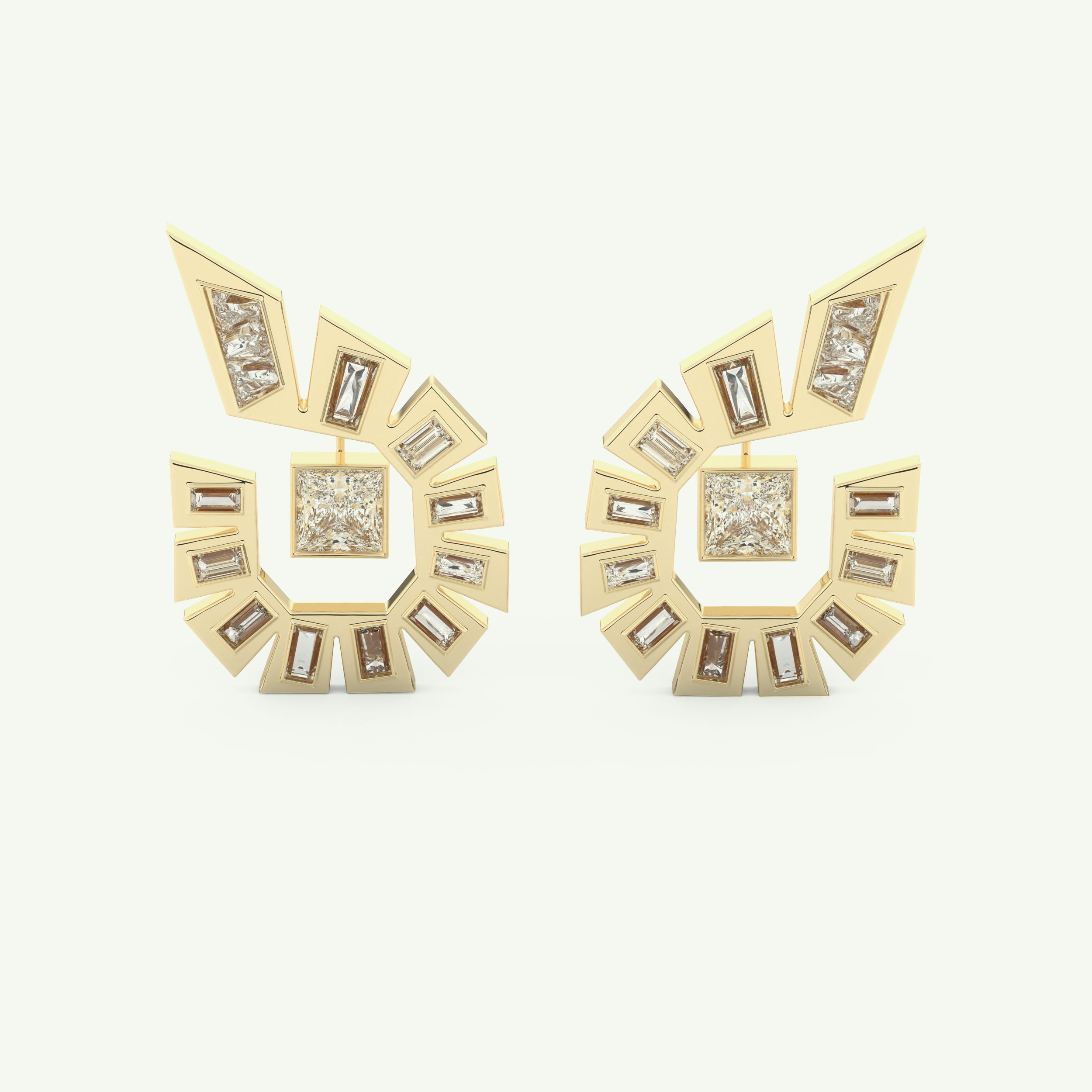 1.3 TCW Princess & Baguette Lab-Grown Diamond Earrings 1