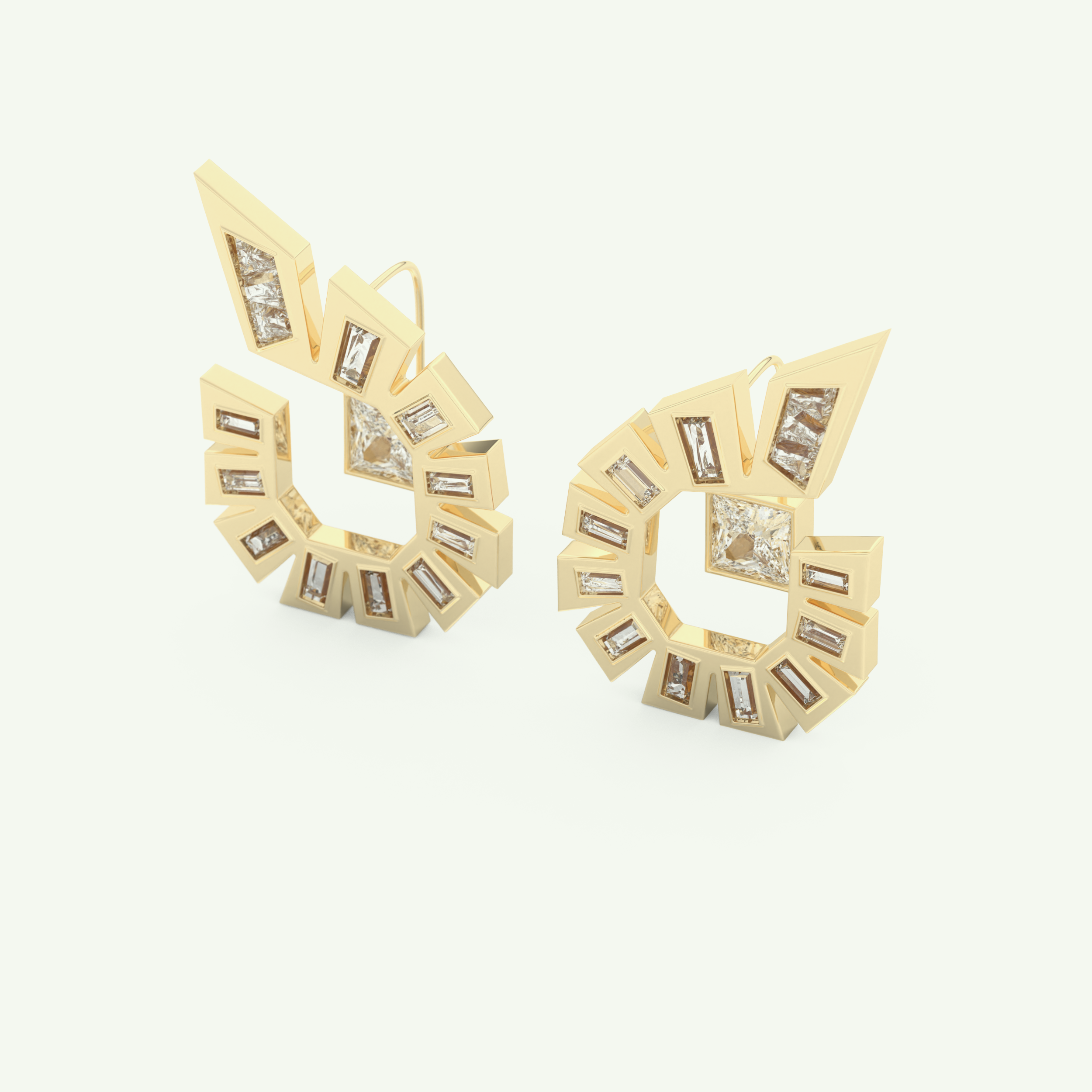 1.3 TCW Princess & Baguette Lab-Grown Diamond Earrings 3