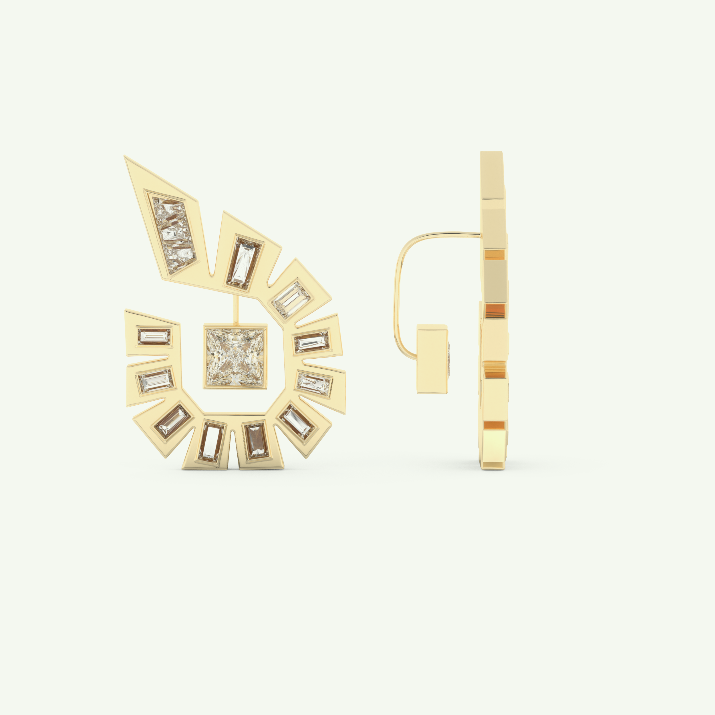 1.3 TCW Princess & Baguette Lab-Grown Diamond Earrings 4