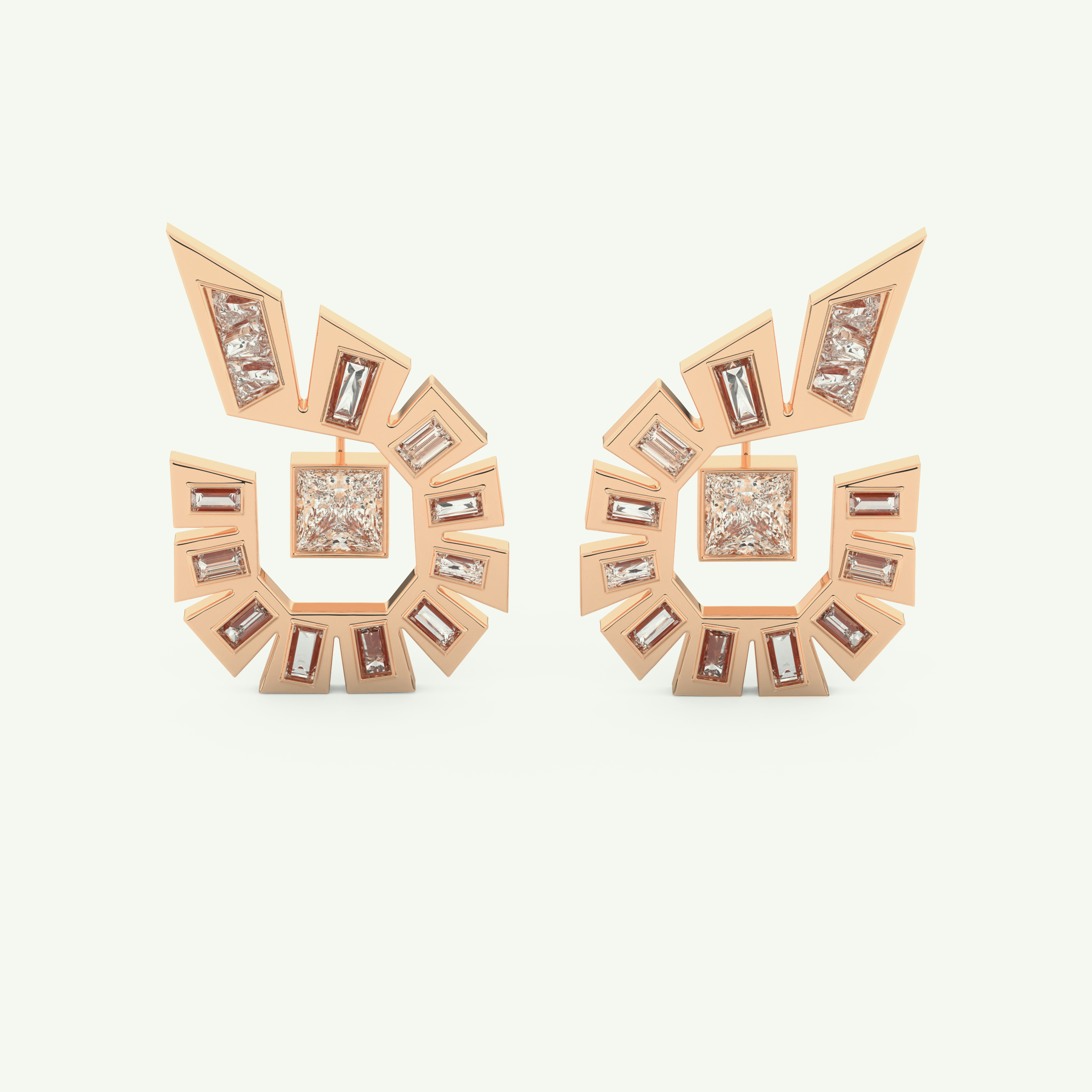 1.3 TCW Princess & Baguette Lab-Grown Diamond Earrings 5