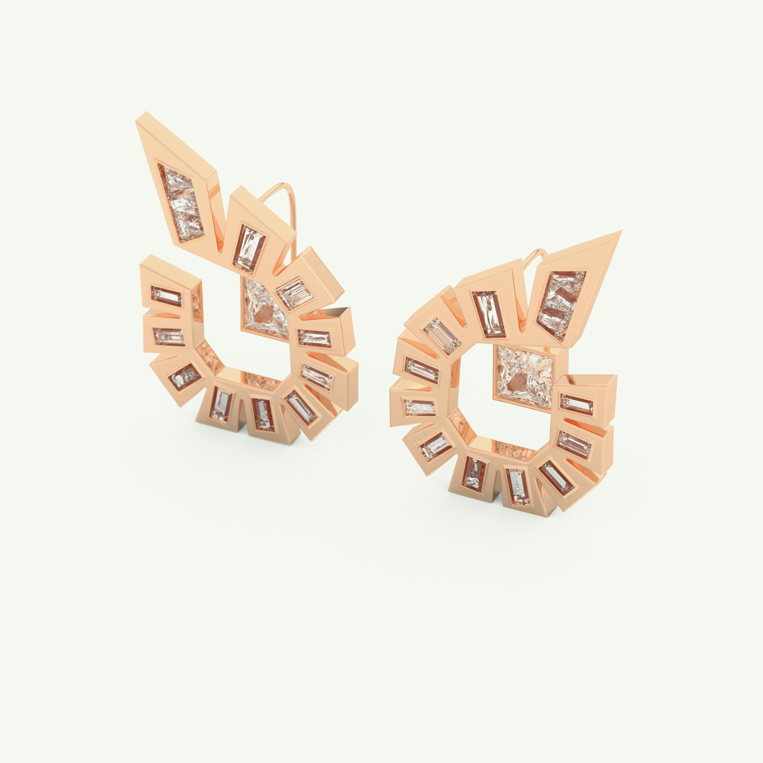 1.3 TCW Princess & Baguette Lab-Grown Diamond Earrings 7