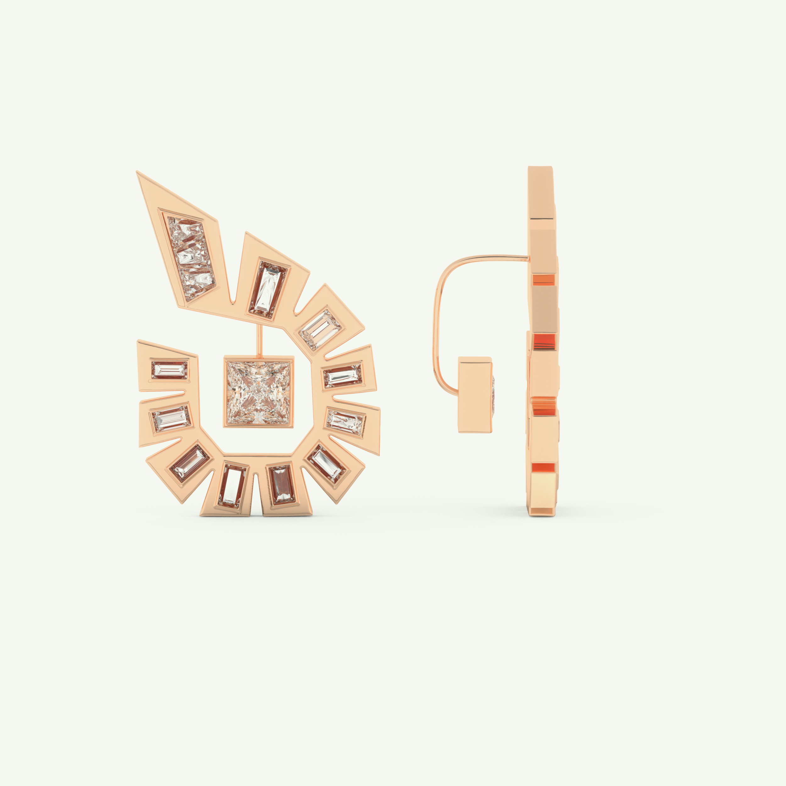 1.3 TCW Princess & Baguette Lab-Grown Diamond Earrings 8