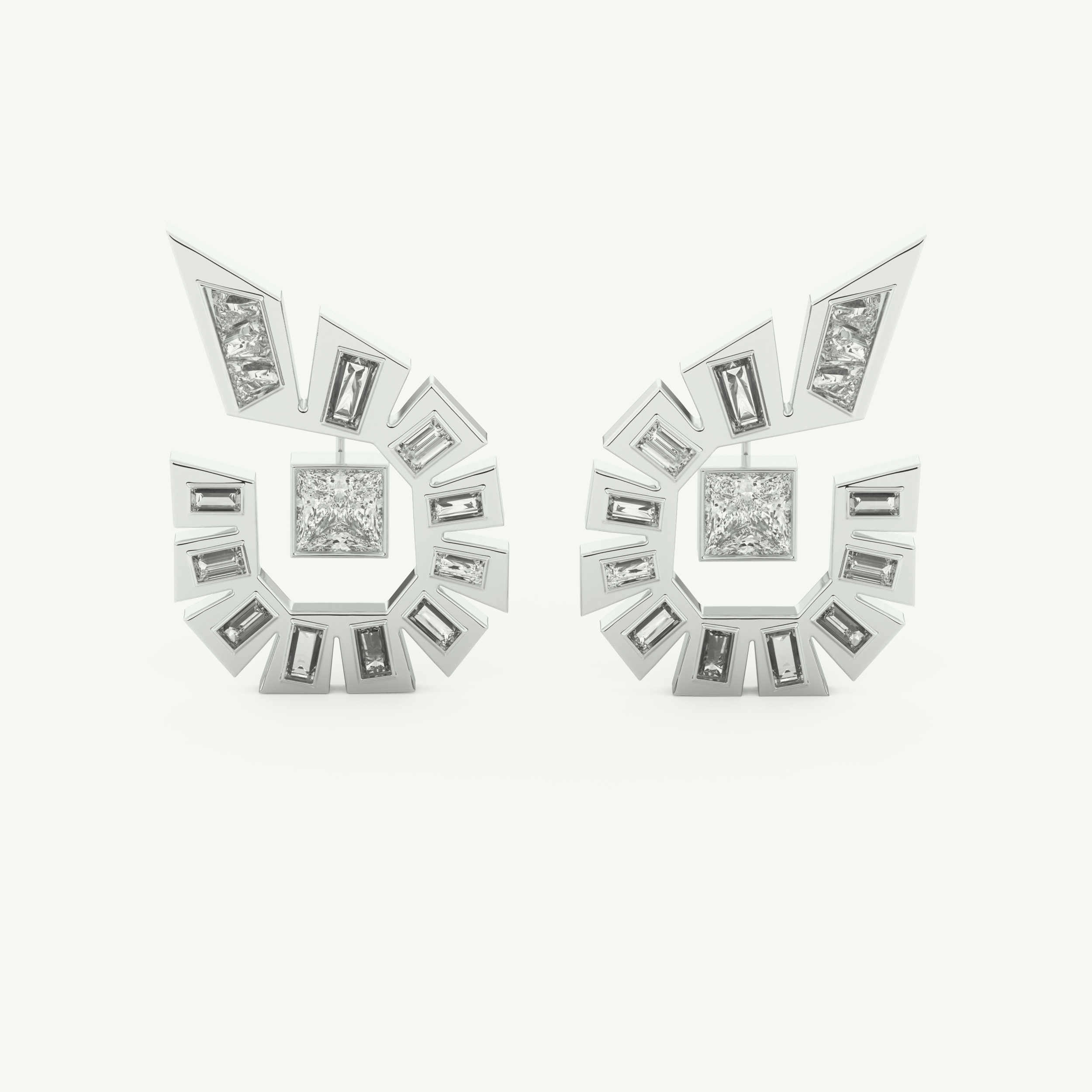 1.3 TCW Princess & Baguette Lab-Grown Diamond Earrings 9