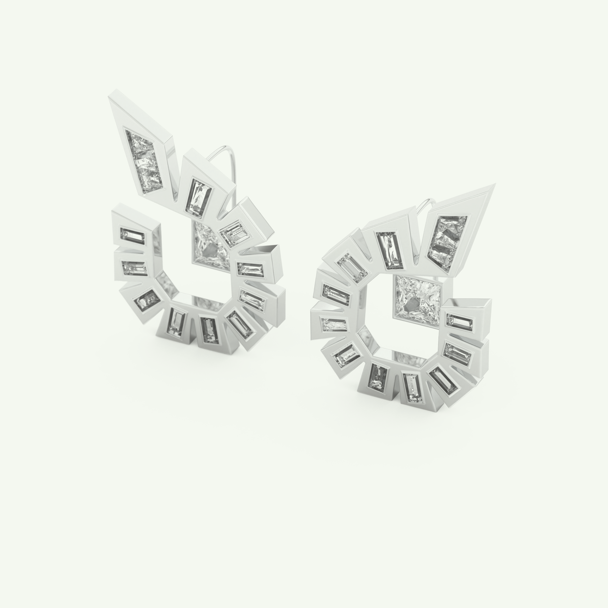 1.3 TCW Princess & Baguette Lab-Grown Diamond Earrings 11