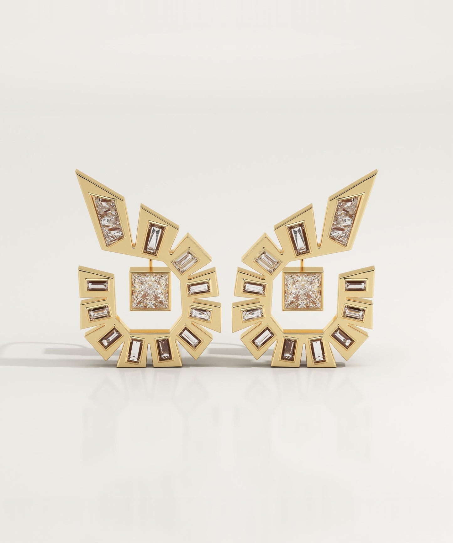 1.3 TCW Princess & Baguette Lab-Grown Diamond Stud Earrings