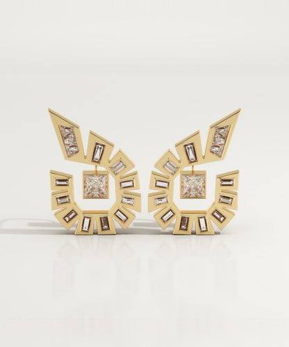 1.3 TCW Princess & Baguette Lab-Grown Diamond Stud Earrings