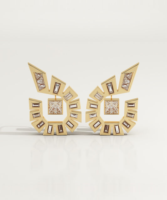 1.3 TCW Princess & Baguette Lab-Grown Diamond Stud Earrings