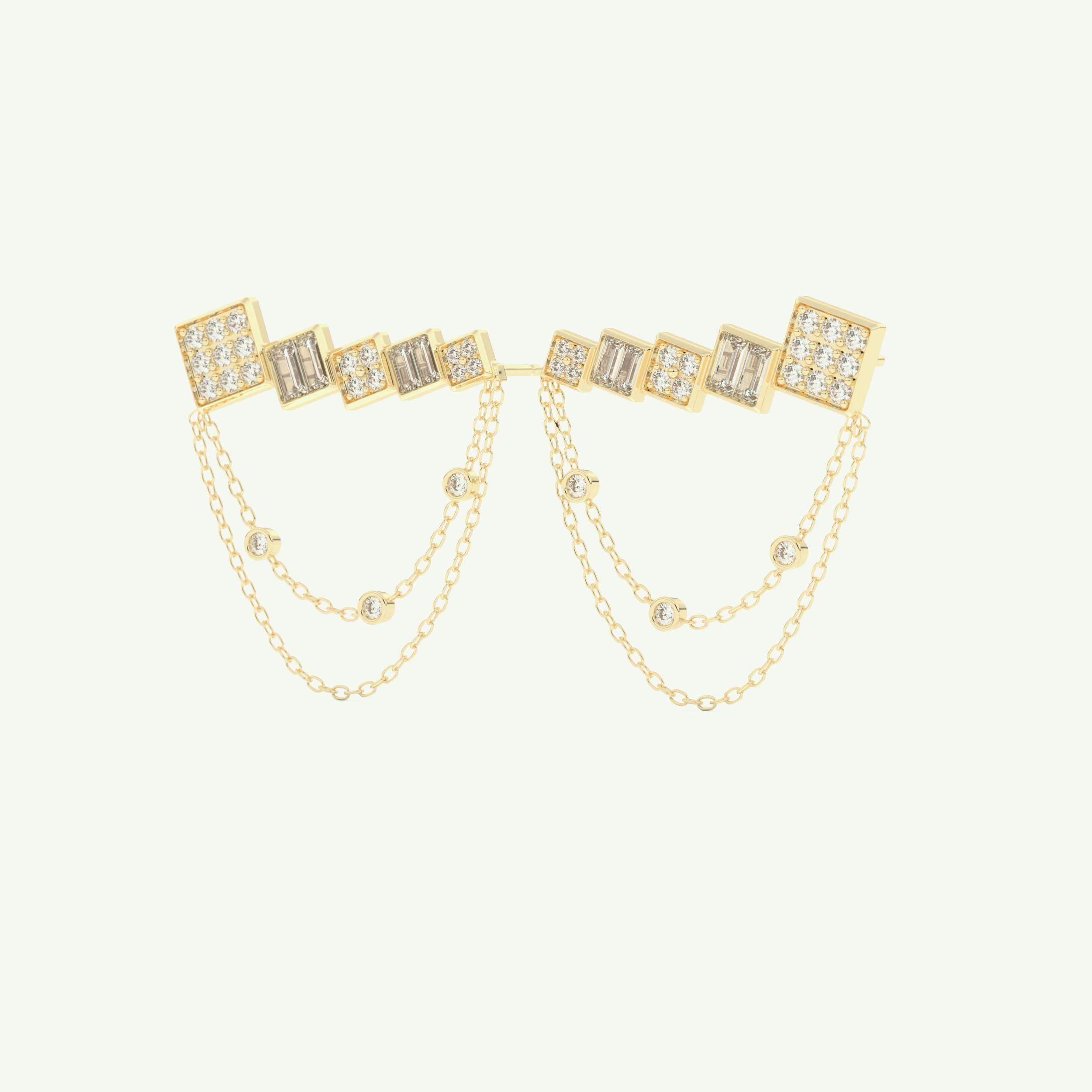 0.42 TCW Round & Baguette Lab-Grown Diamond Drop Earrings 3