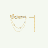 0.42 TCW Round & Baguette Lab-Grown Diamond Drop Earrings 4