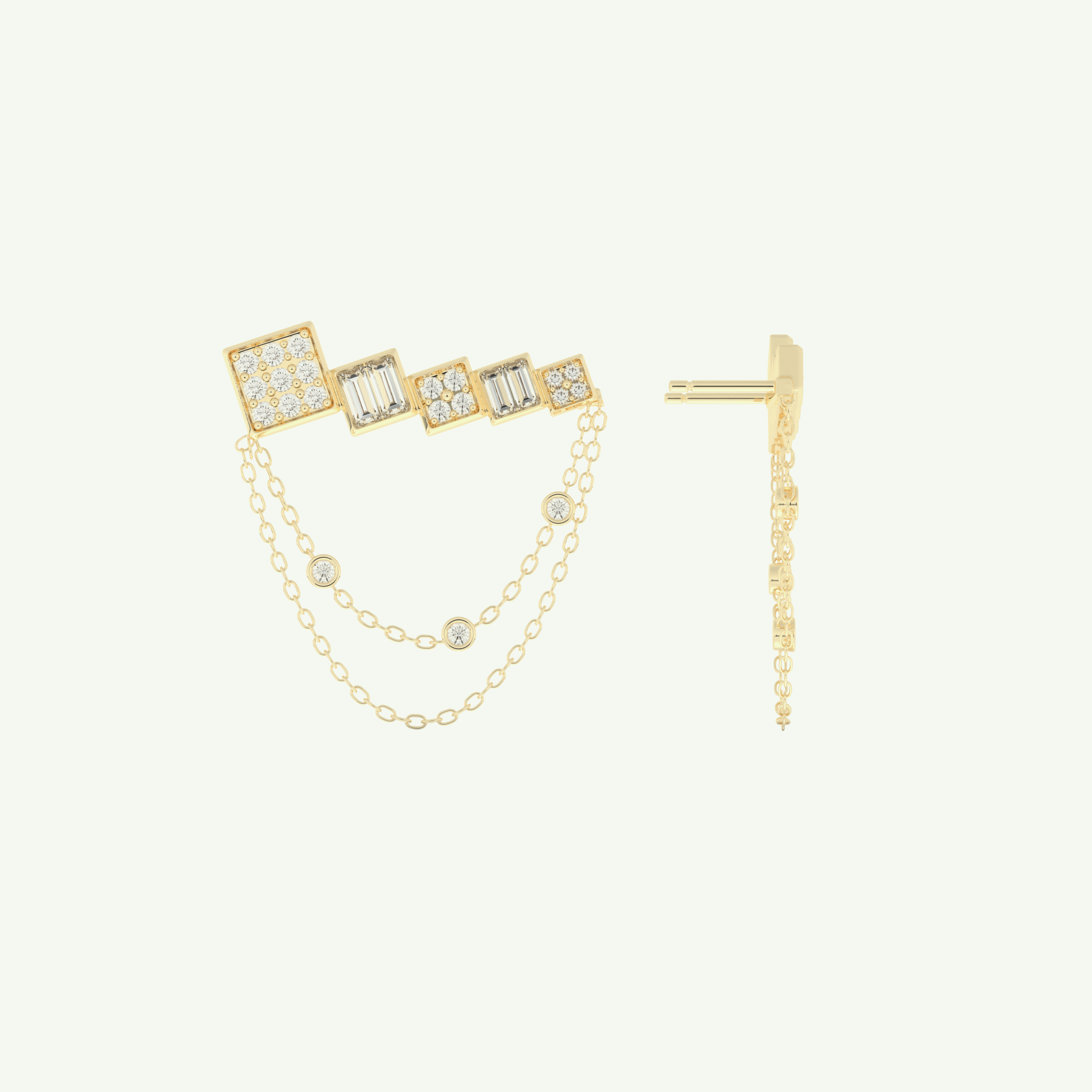 0.42 TCW Round & Baguette Lab-Grown Diamond Drop Earrings 4