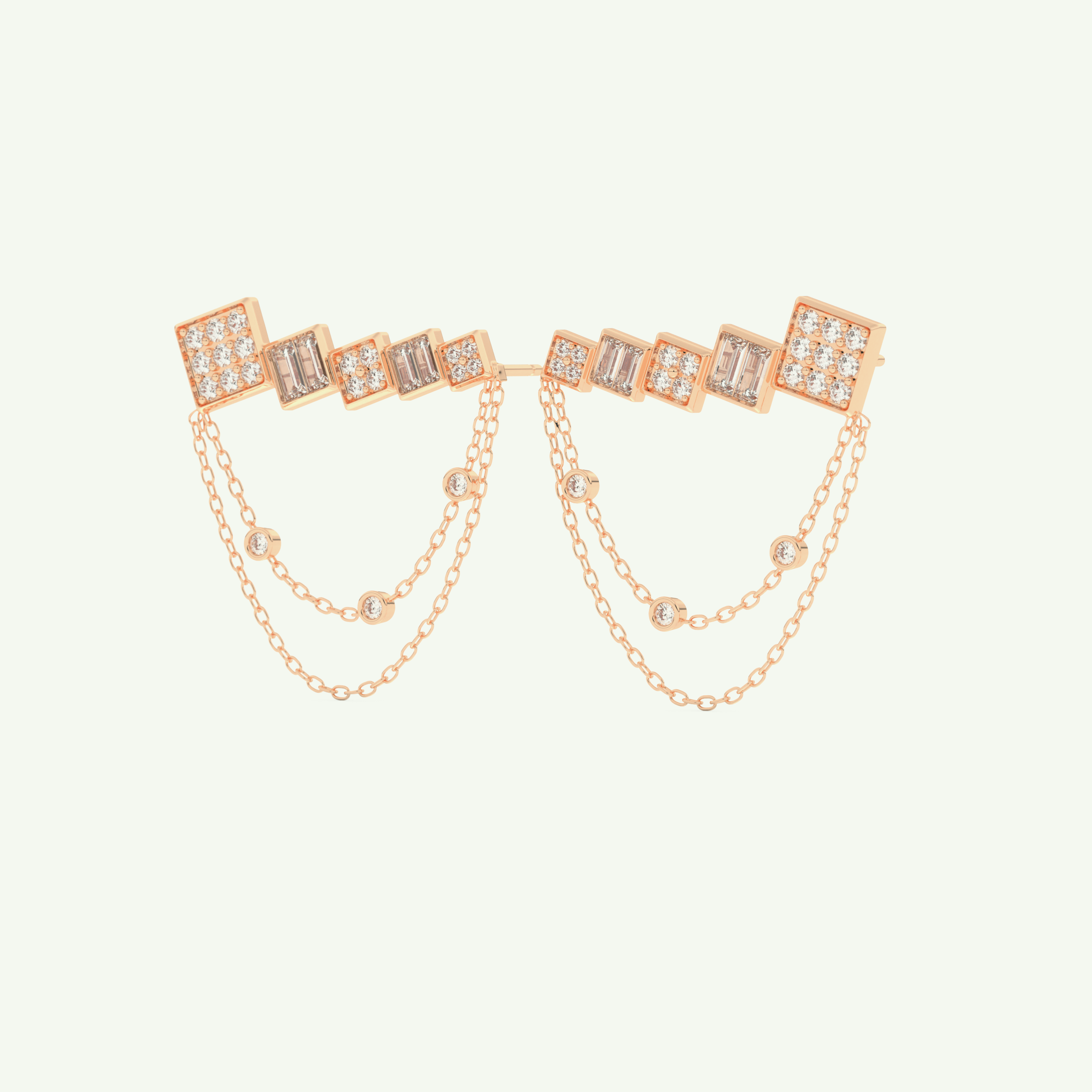 0.42 TCW Round & Baguette Lab-Grown Diamond Drop Earrings 7