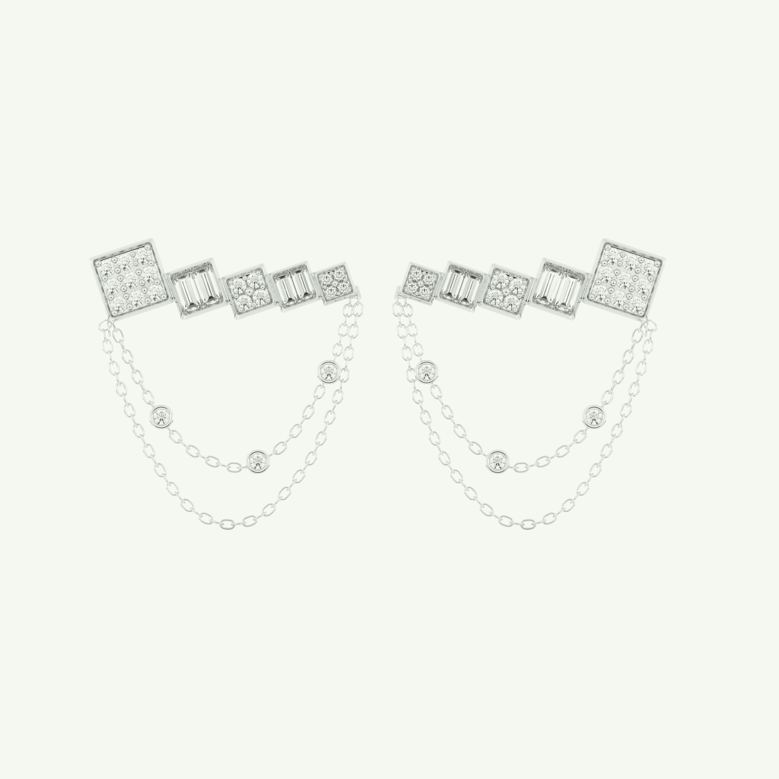 0.42 TCW Round & Baguette Lab-Grown Diamond Drop Earrings 9