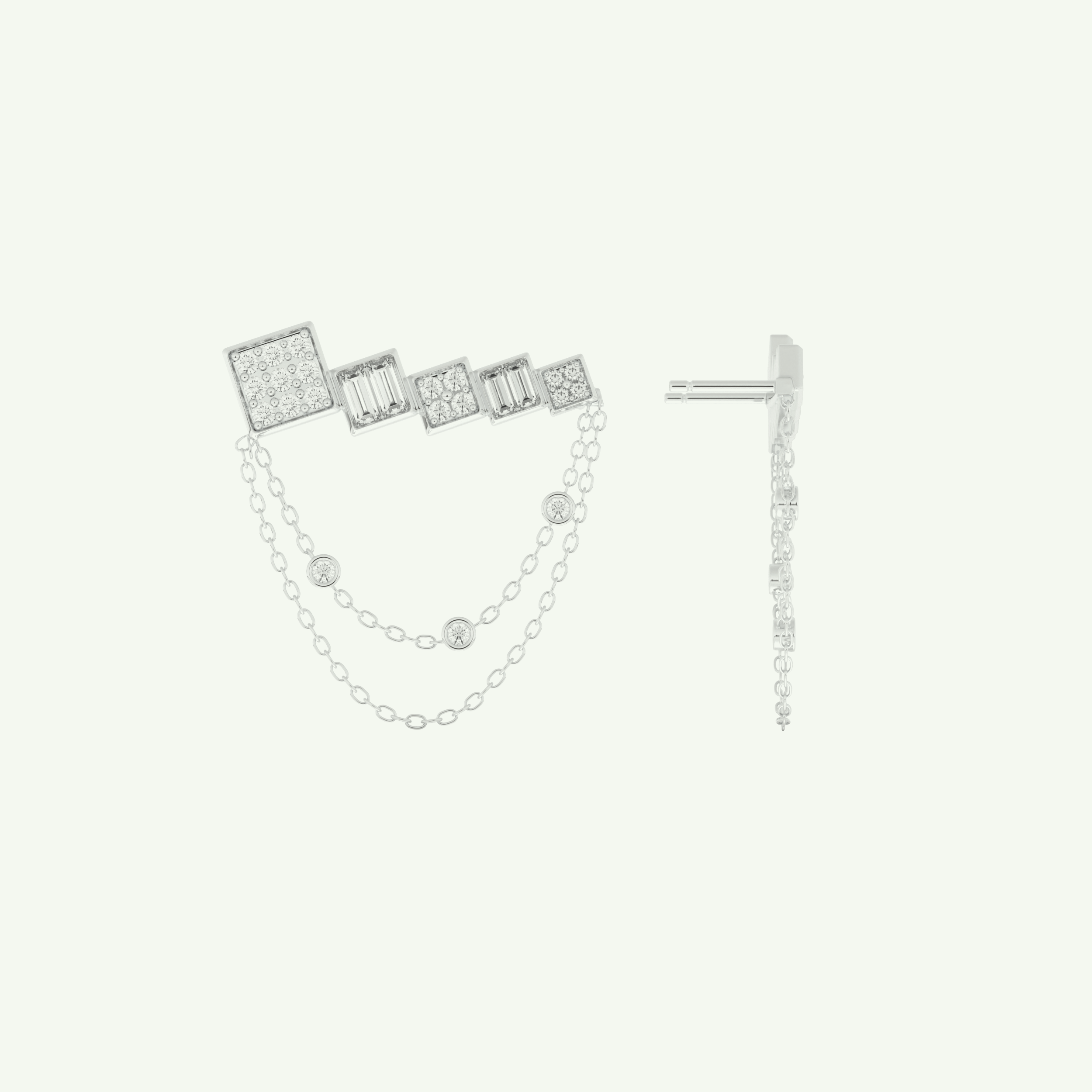 0.42 TCW Round & Baguette Lab-Grown Diamond Drop Earrings 12