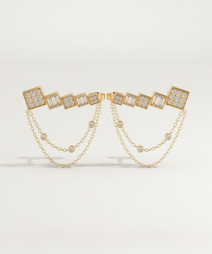 0.42 TCW Round & Baguette Lab-Grown Diamond Dangle Earrings