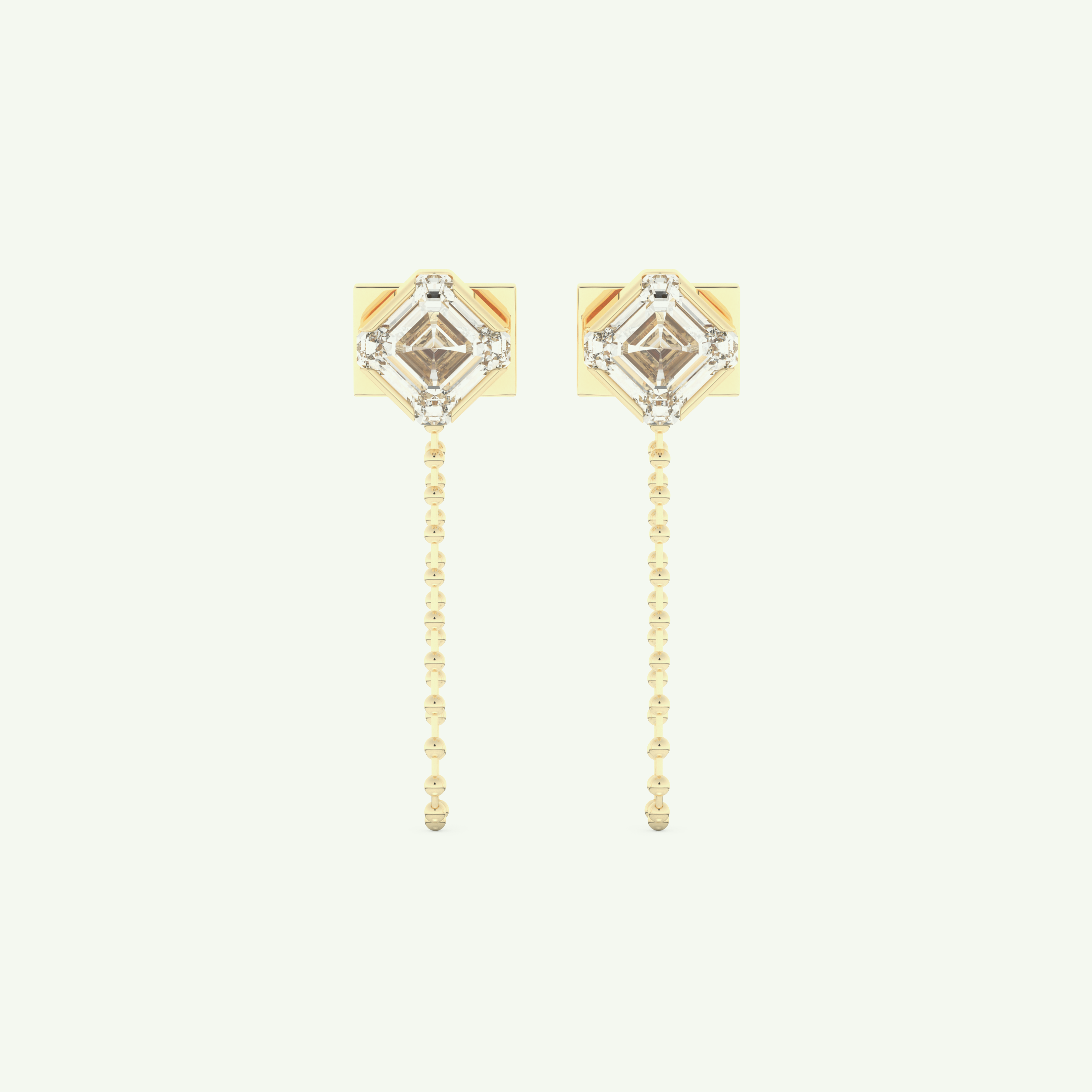 1.44 TCW Round & Emerald Lab-Grown Diamond Drop Earrings 1