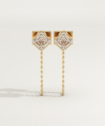 1.44 TCW Round & Asscher Lab-Grown Diamond Drop Earrings