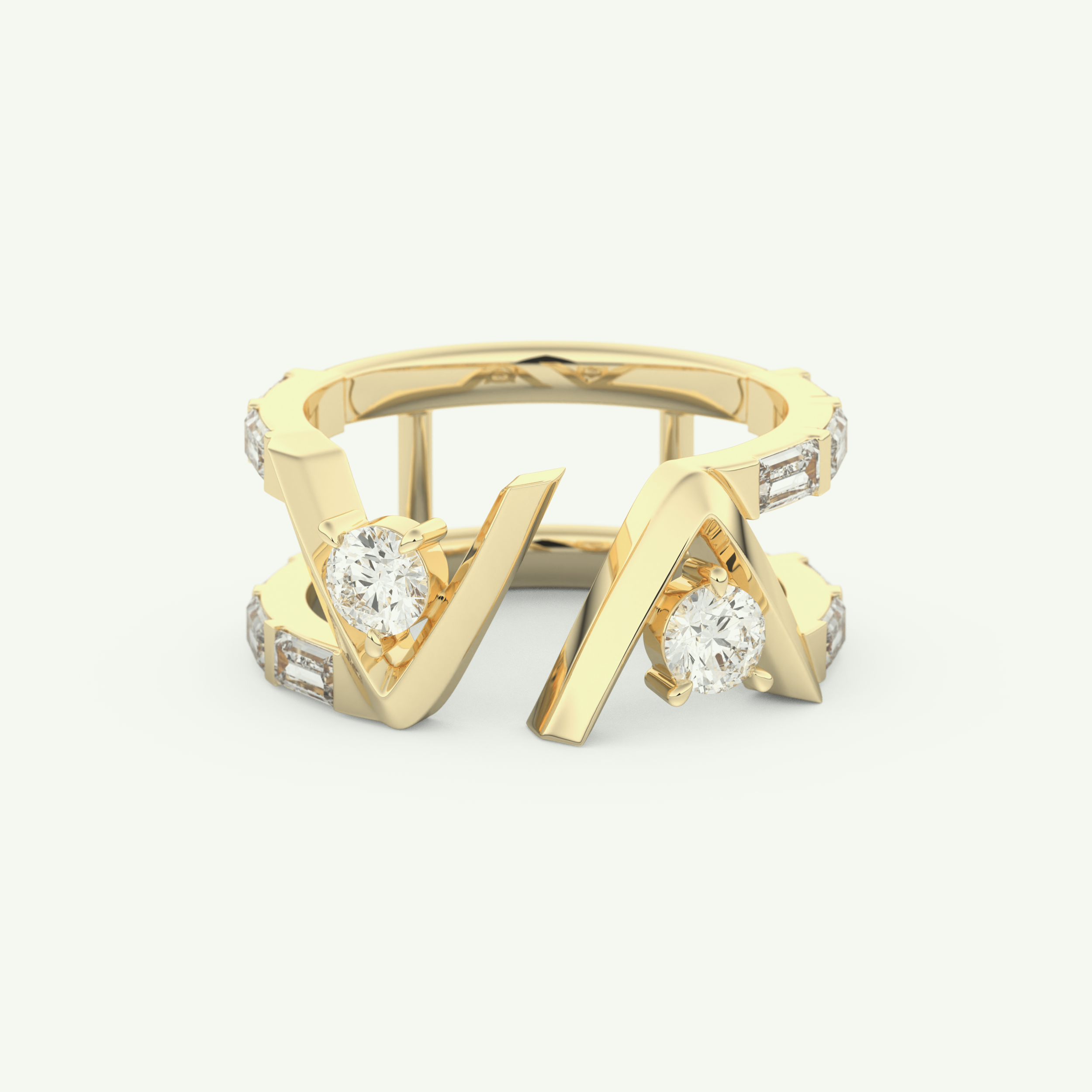 1.18 TCW Round & Baguette Straight Cut Lab-Grown Diamond Wedding Band 1