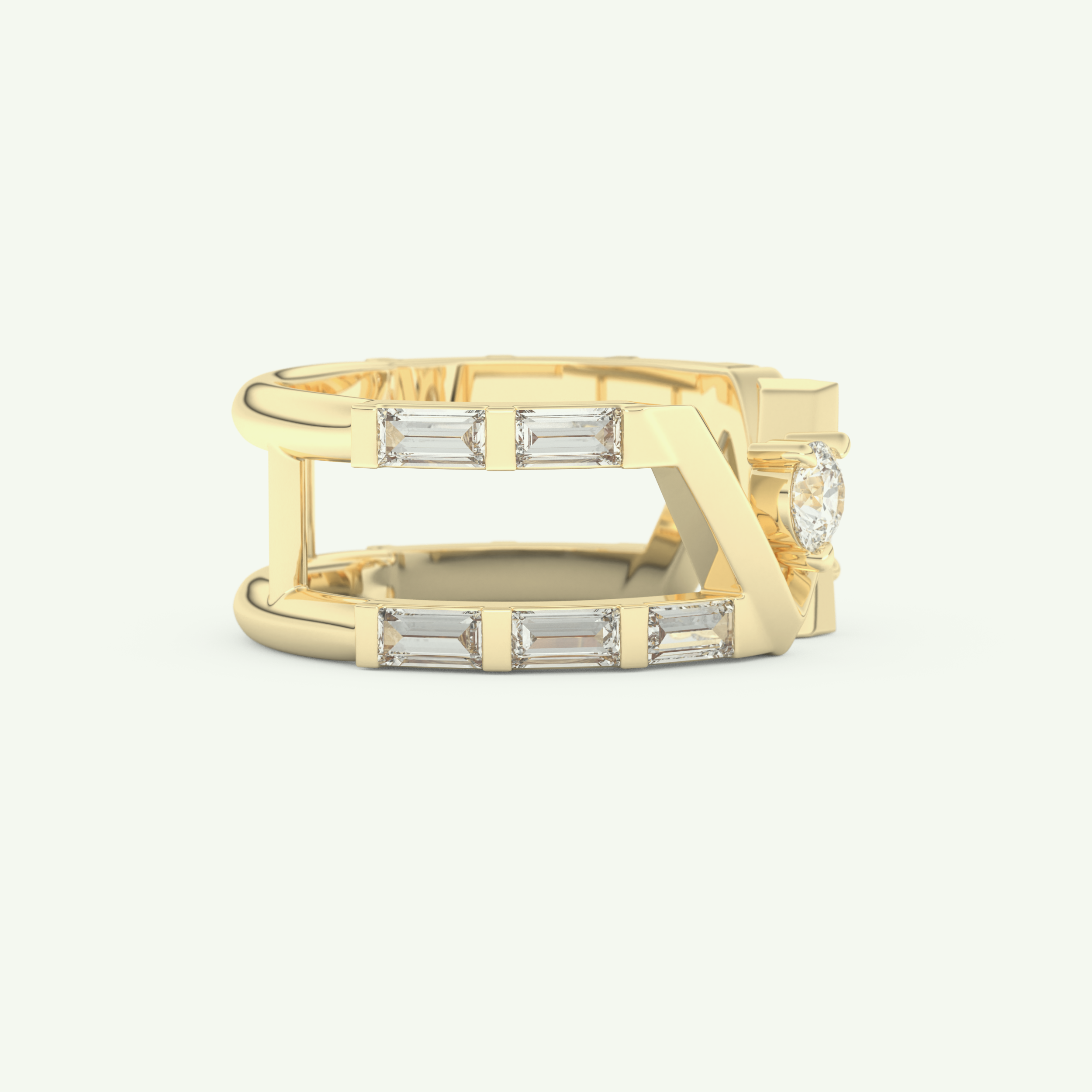 1.18 TCW Round & Baguette Straight Cut Lab-Grown Diamond Wedding Band 2