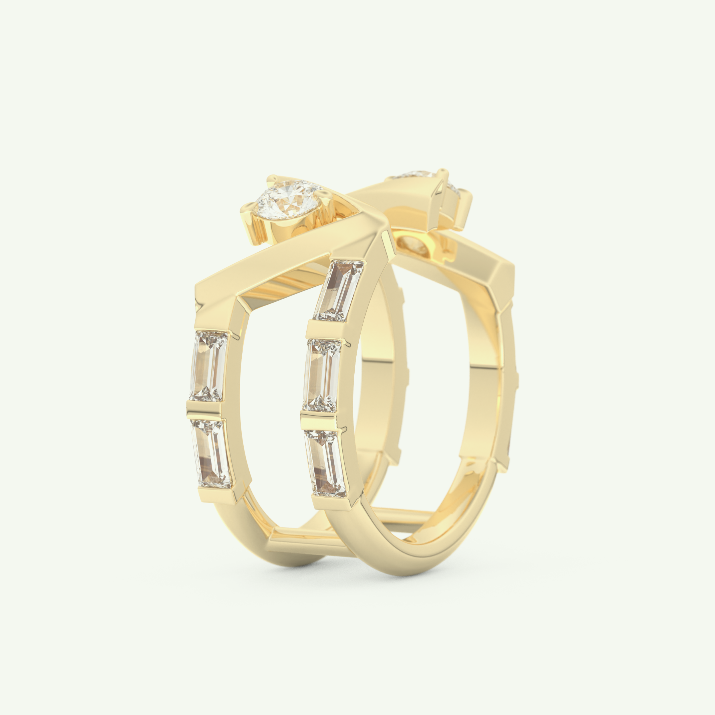 1.18 TCW Round & Baguette Straight Cut Lab-Grown Diamond Wedding Band 4