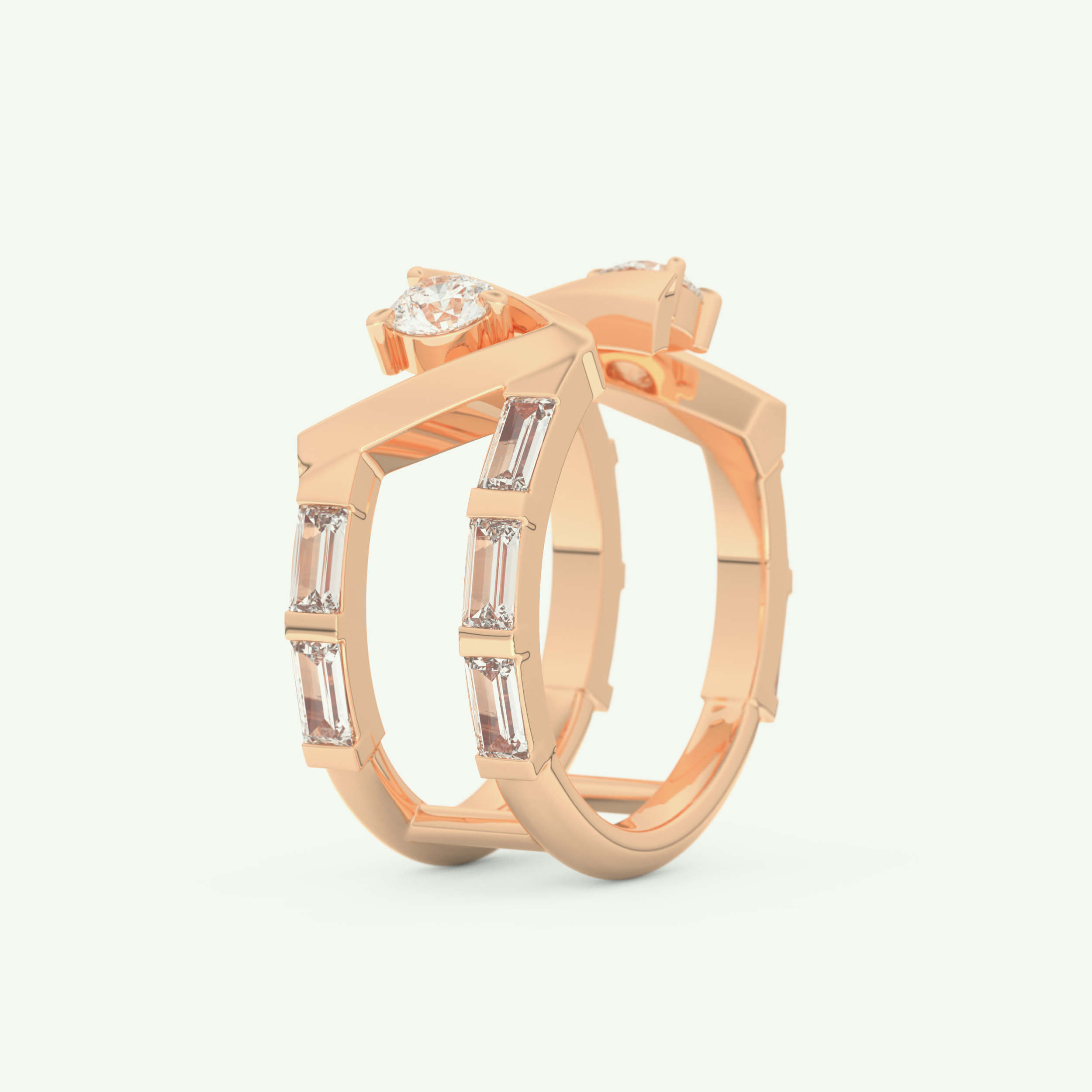 1.18 TCW Round & Baguette Straight Cut Lab-Grown Diamond Wedding Band 10