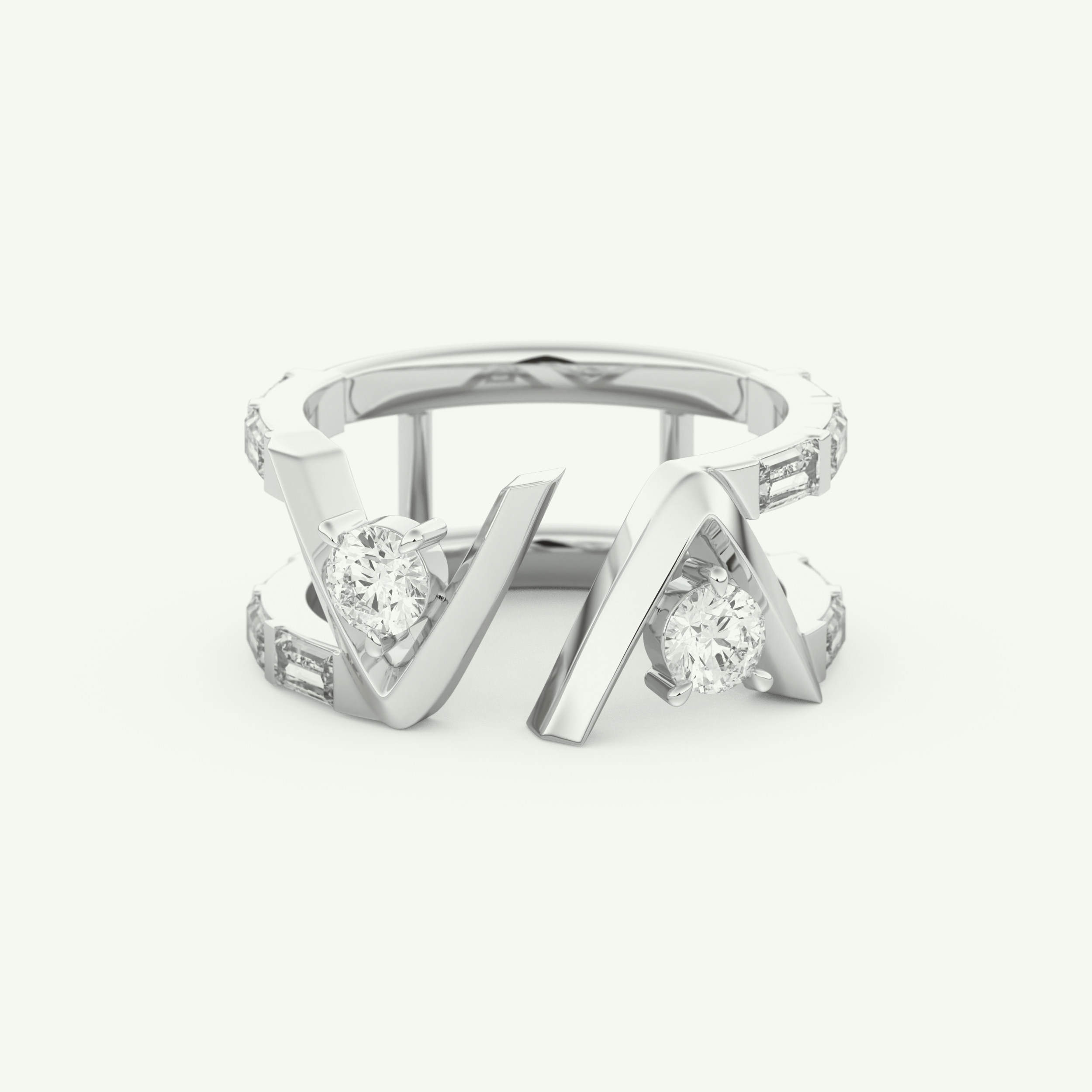 1.18 TCW Round & Baguette Straight Cut Lab-Grown Diamond Wedding Band 13