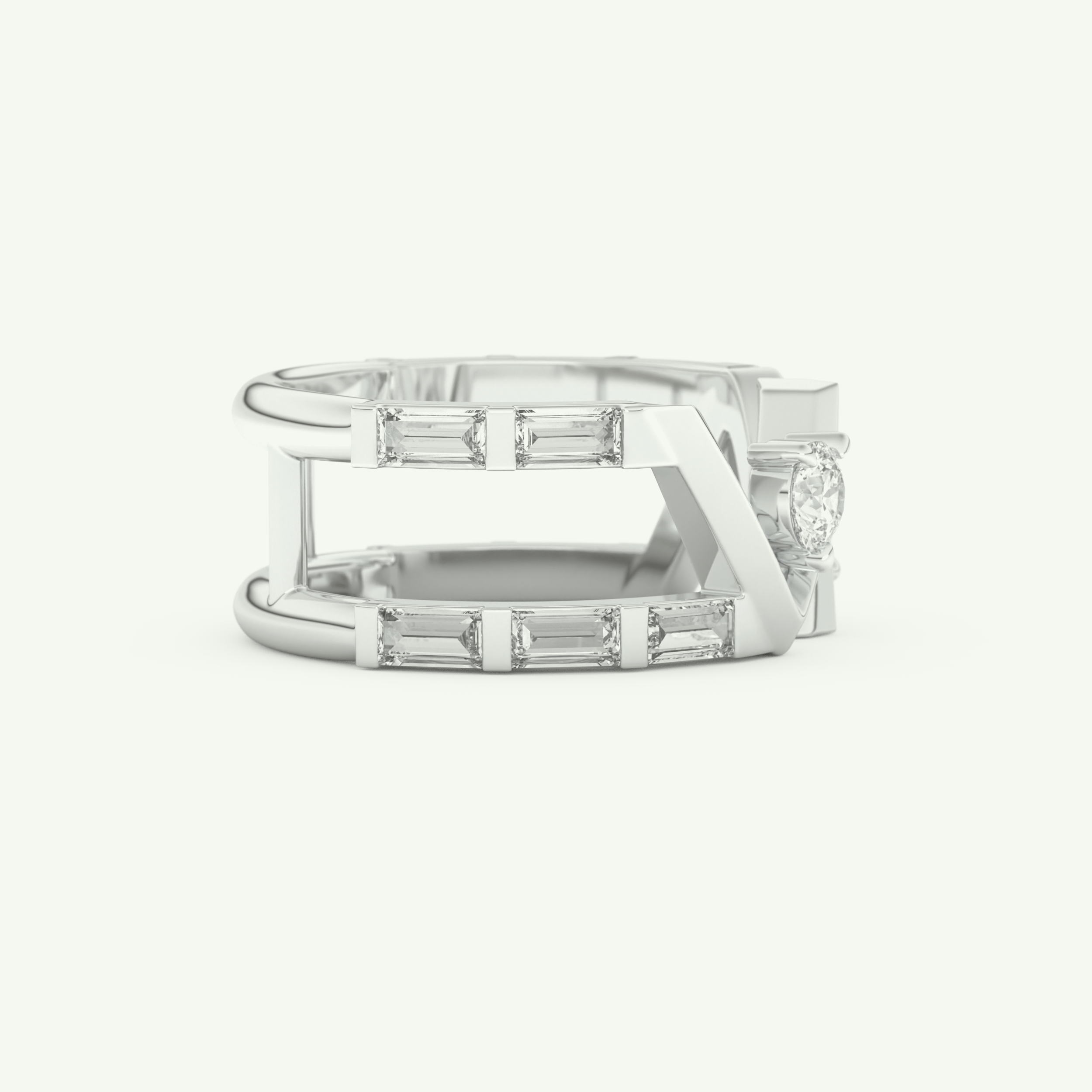 1.18 TCW Round & Baguette Straight Cut Lab-Grown Diamond Wedding Band 14