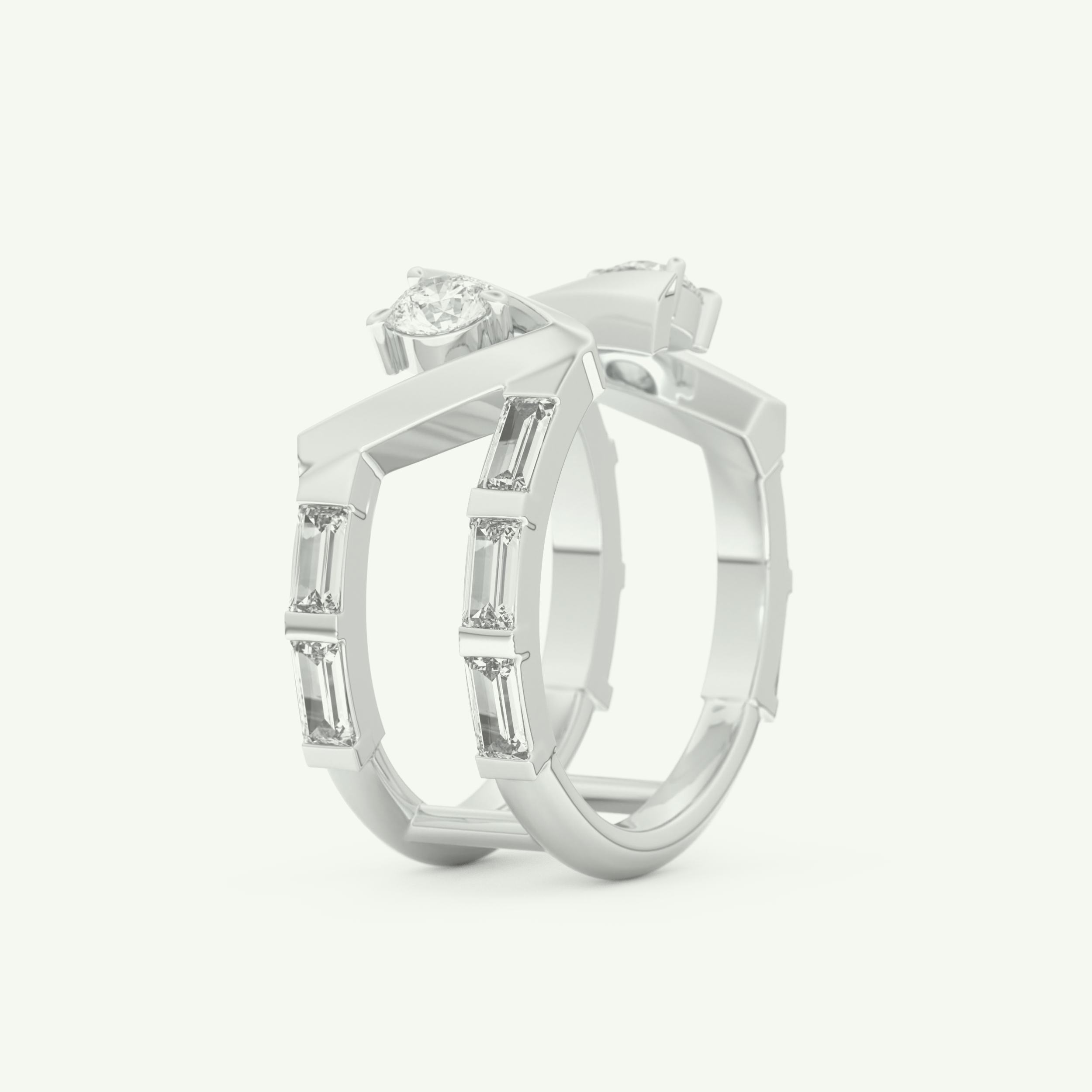 1.18 TCW Round & Baguette Straight Cut Lab-Grown Diamond Wedding Band 16