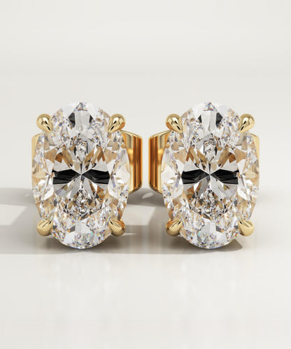 1 TCW Oval Lab-Grown Diamond Stud Earrings