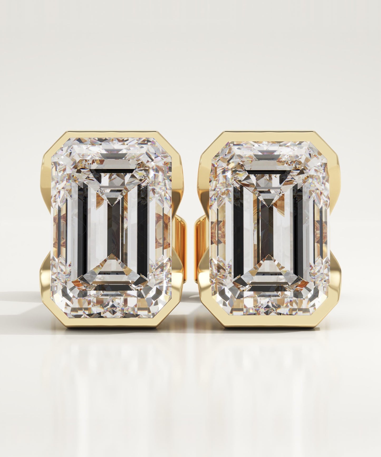 1 TCW Emerald Half Bezel Lab-Grown Diamond Stud Earrings