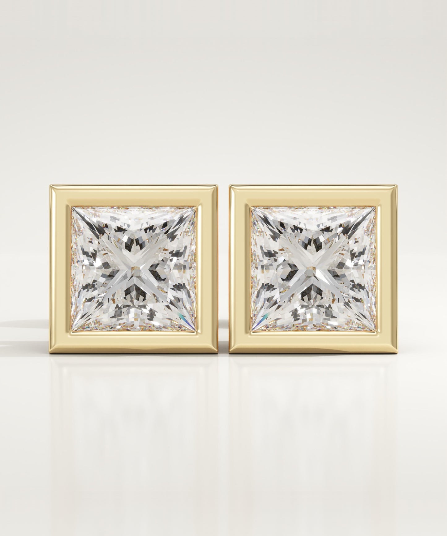 1 TCW Princess Bezel Lab-Grown Diamond Stud Earrings