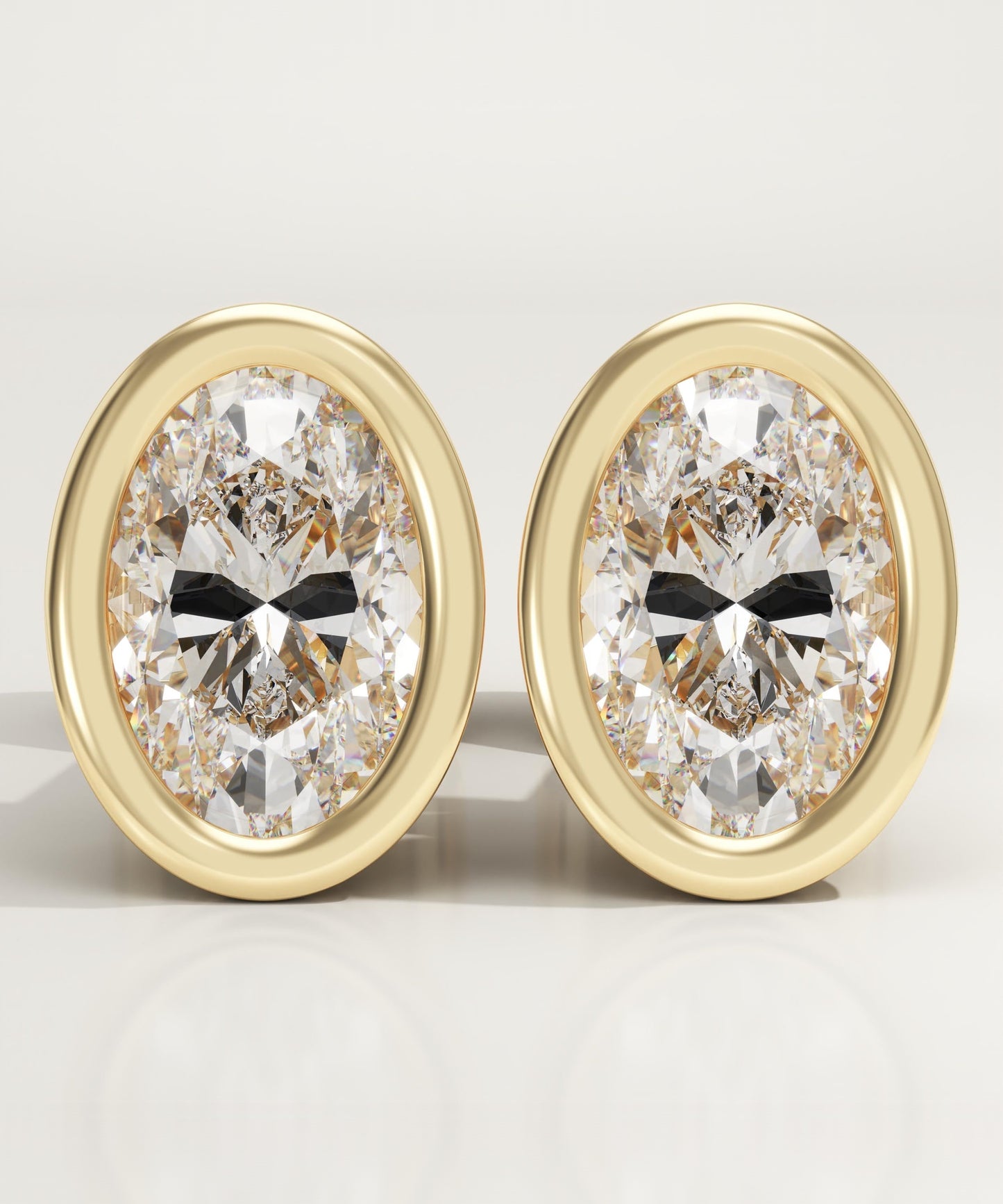 1 TCW Oval Bezel Lab-Grown Diamond Stud Earrings