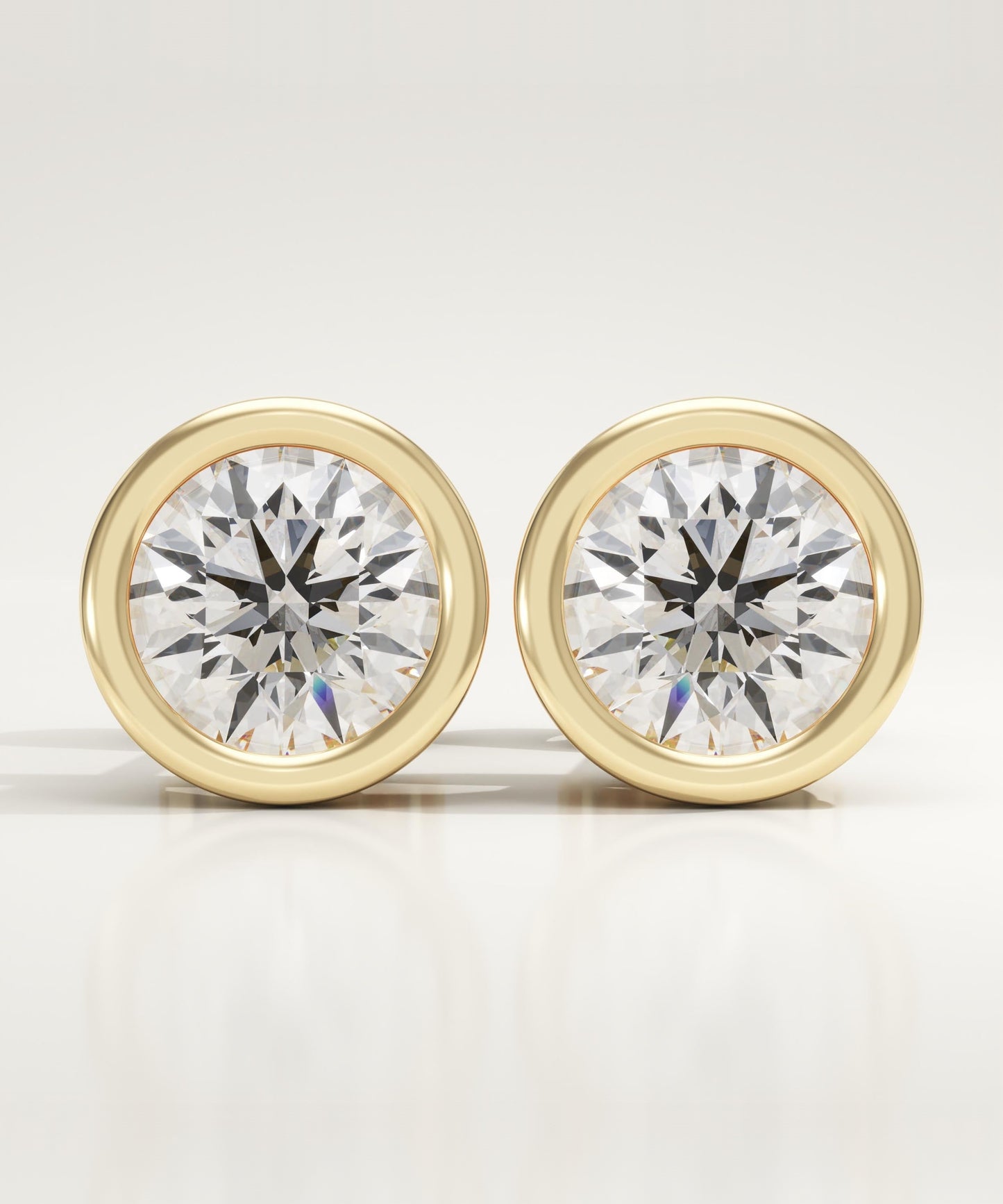 1 TCW Round Bezel Lab-Grown Diamond Stud Earrings