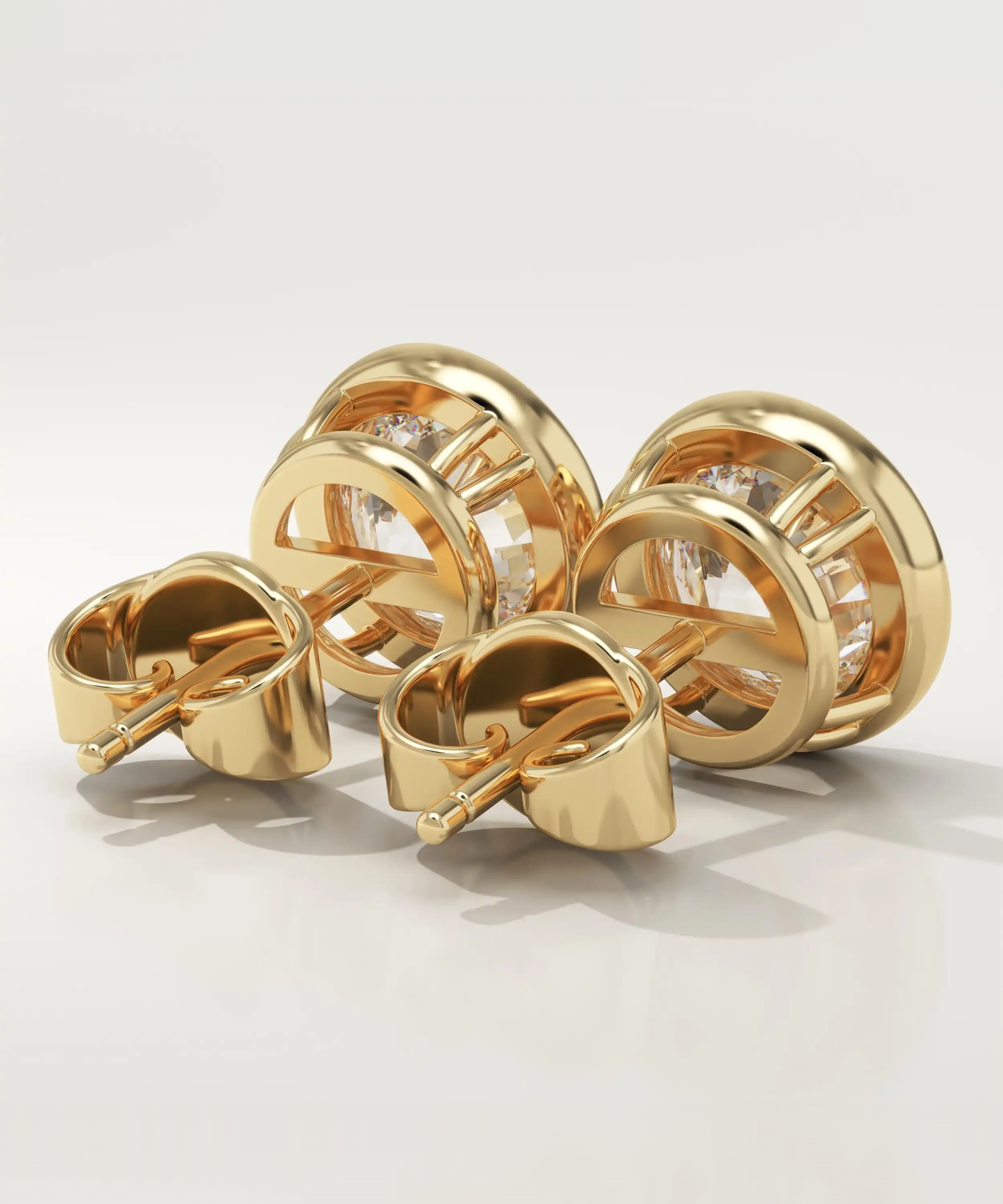 1 TCW Round Bezel Lab-Grown Diamond Stud Earrings