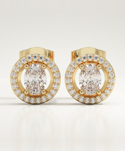 1.62 TCW Oval & Round Lab-Grown Diamond Stud Earrings