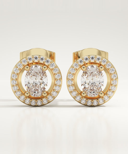1.62 TCW Oval & Round Lab-Grown Diamond Stud Earrings