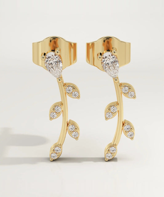 0.66 TCW Pear & Round Lab-Grown Diamond Drop Earrings