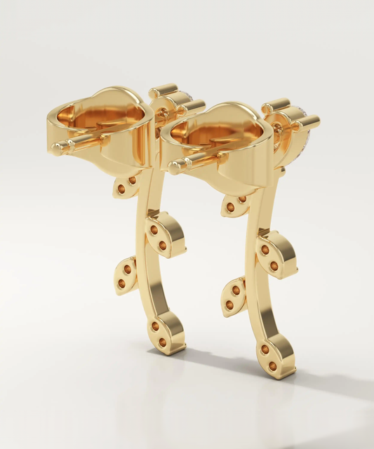 0.66 TCW Pear & Round Lab-Grown Diamond Drop Earrings