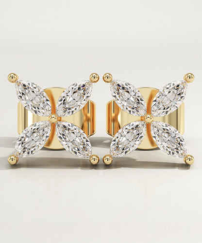 1.41 TCW Marquise Lab-Grown Diamond Flower Stud Earrings