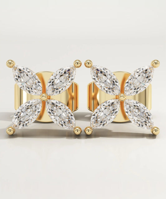 1.41 TCW Marquise Lab-Grown Diamond Flower Stud Earrings