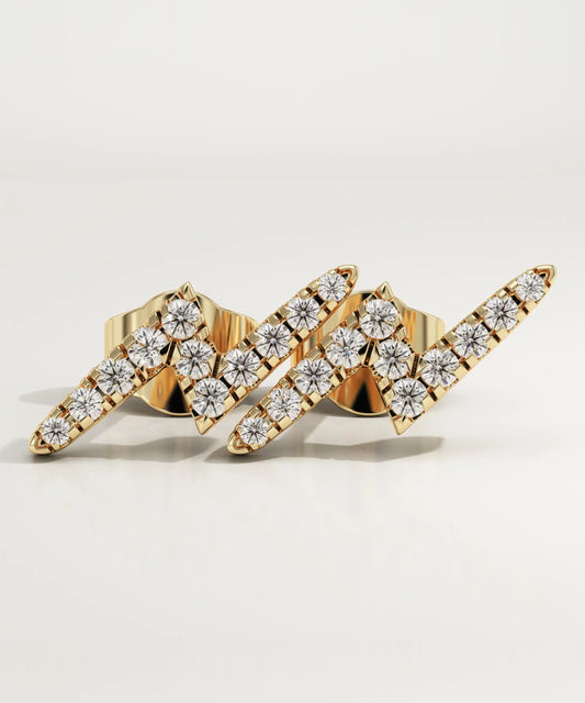 0.56 TCW Round Lab-Grown Diamond Lightning Stud Earrings