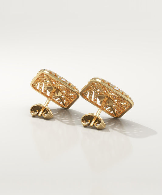 0.9 TCW Round & Baguette Lab-Grown Diamond Stud Earrings